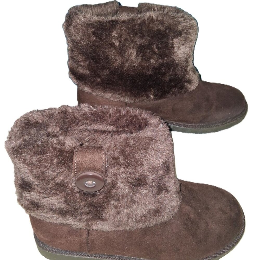 Arizona Brown Faux Suede Ankle Boots w/ Faux Fur Cuff | Women’s 7M - Picture 6 of 12